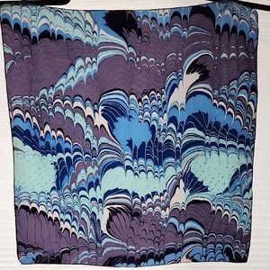 Vintage Silky Square Scarf In Blue And Lilac